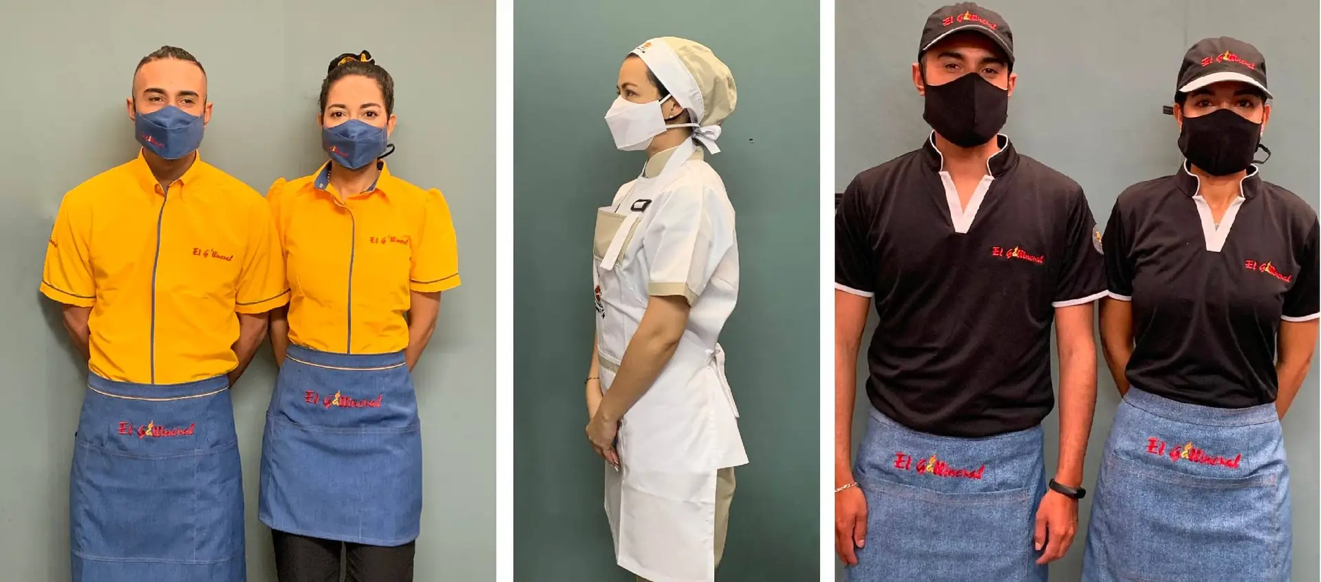 Camisas, delantales personalizados y conjunto blanco del portafolio de Qreatica